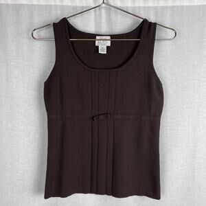 Vintage Y2K LOFT Top Babydoll Brown Bow Coquette Forest Fairy Romantic Feminine